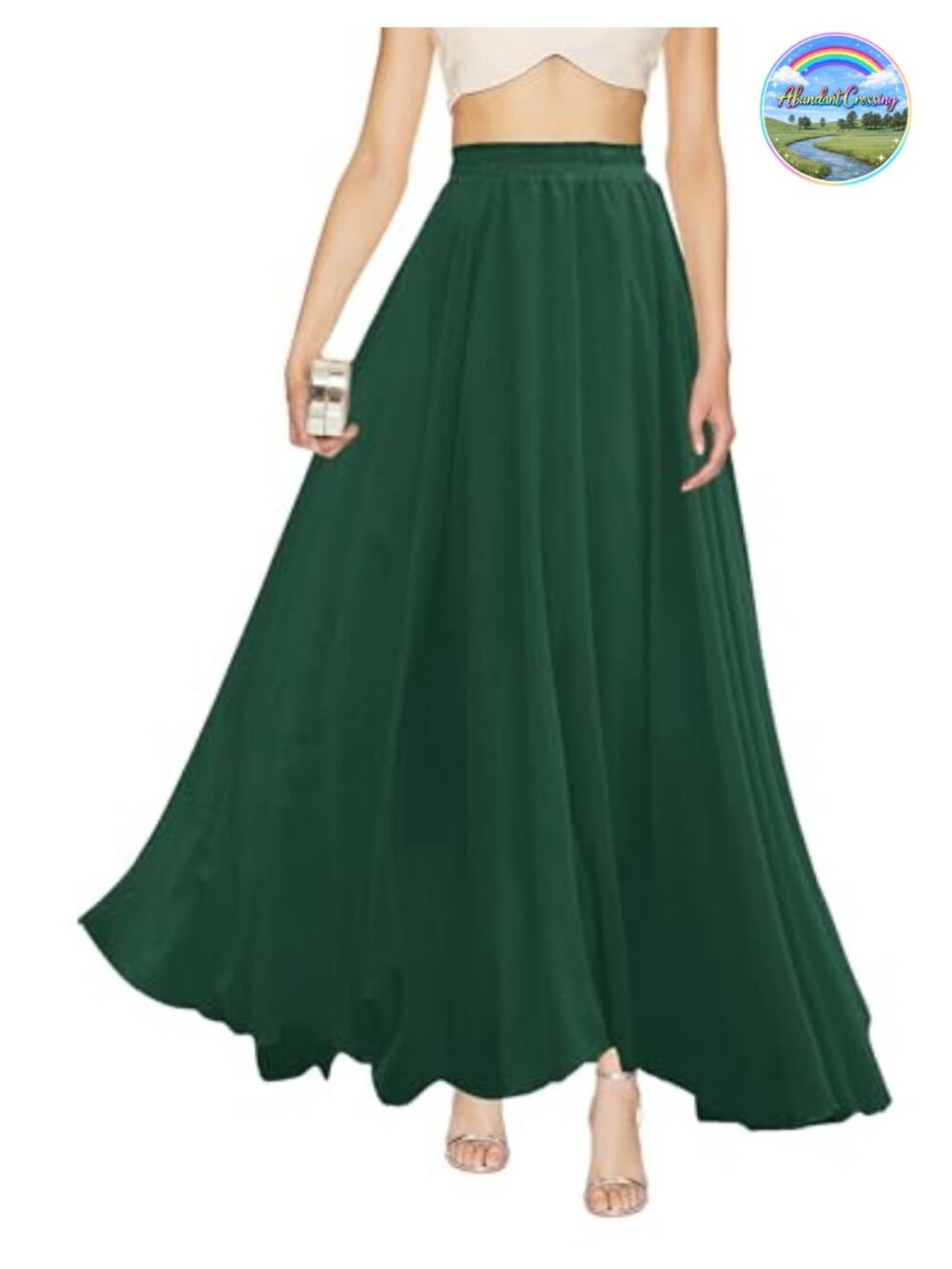 Pleated Chiffon Maxi Skirt Elastic High Waist A-Line Flowy